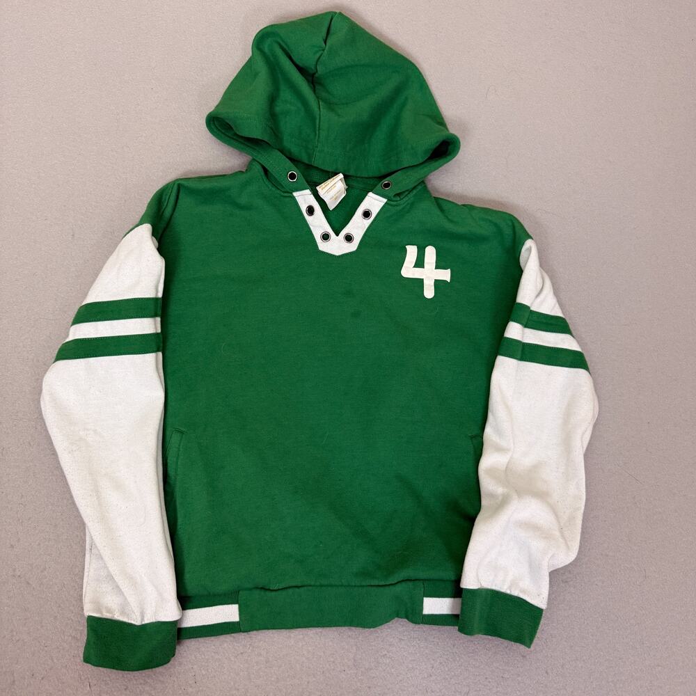 Star Moon Hoodie Green White Pullover Sweatshirt Size M Graphic Casual
